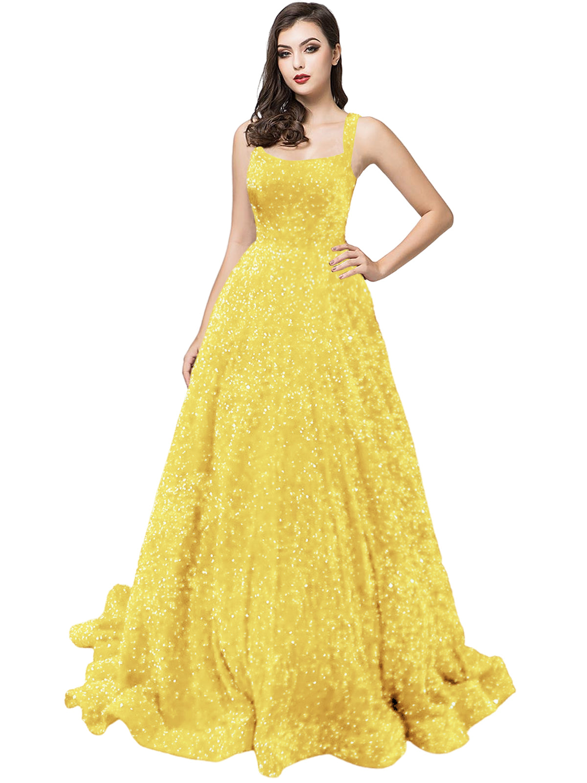 Women's Long Dress Sequin Bateau/Boat Back Strap Fashion Long Sleeveless Party Dress GD101930