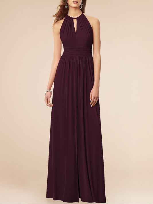 Chiffon Halter Sleeveless Bridesmaid Dress| Plus Size | 60+ Colors