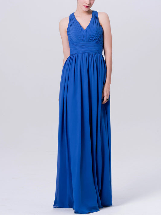 Chiffon V-Neck Sleeveless Bridesmaid Dress| Plus Size | 60+ Colors