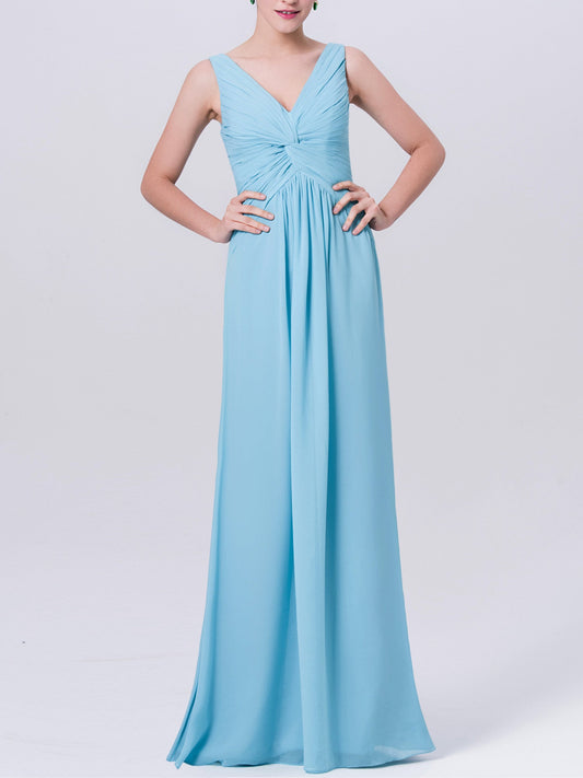 Chiffon V-Neck Sleeveless Bridesmaid Dress| Plus Size | 60+ Colors