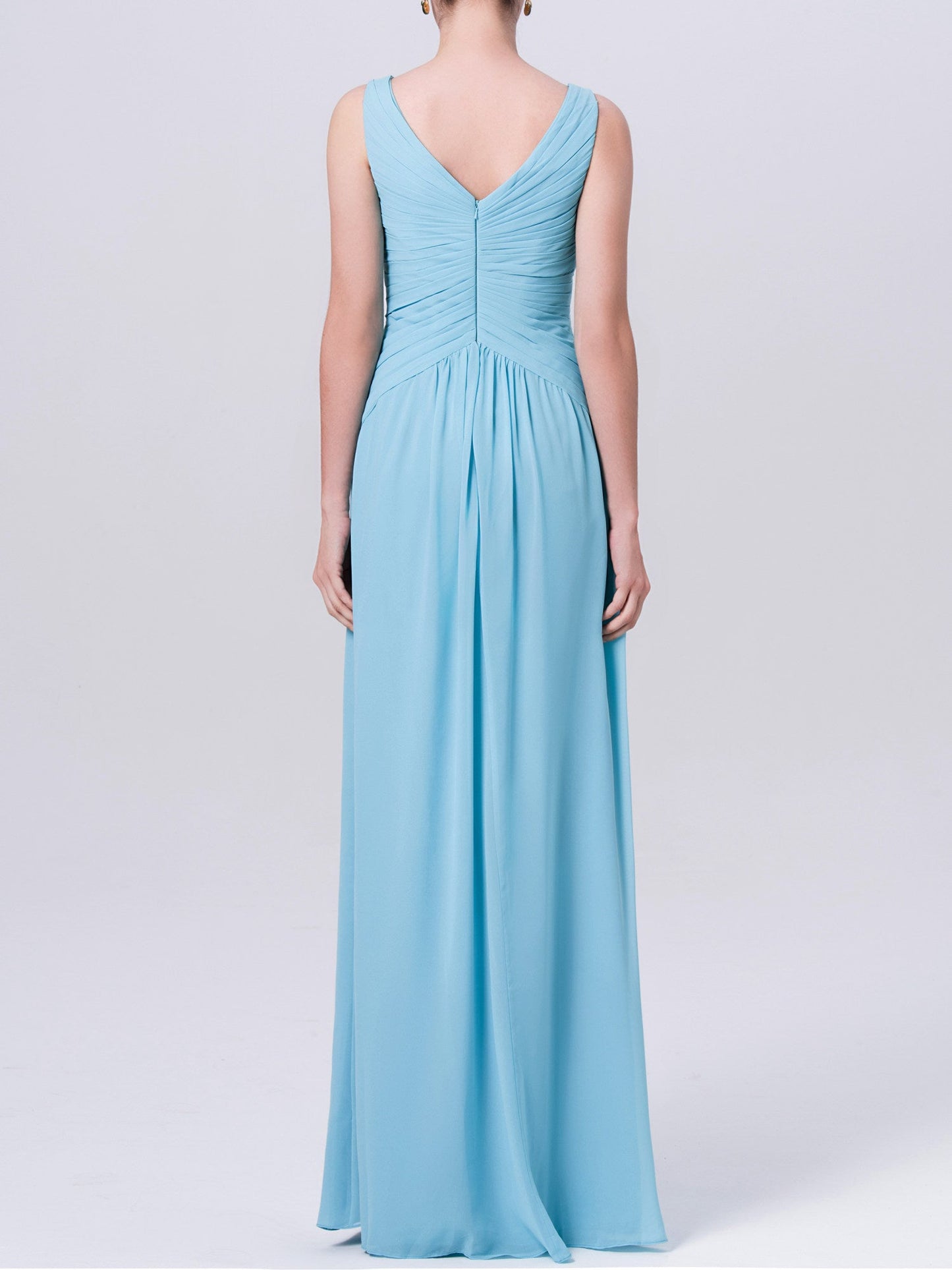 Chiffon V-Neck Sleeveless Bridesmaid Dress| Plus Size | 60+ Colors