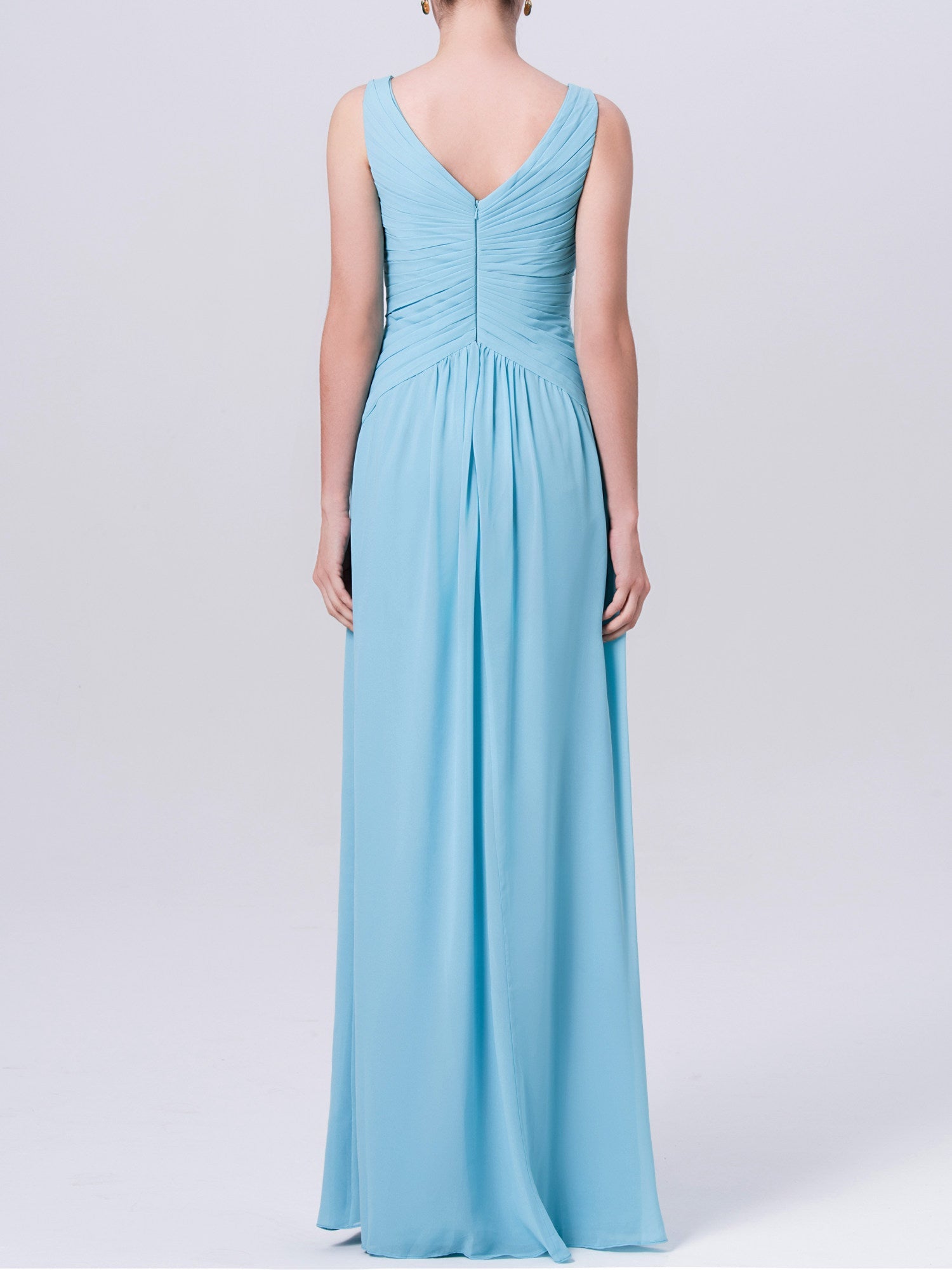 Chiffon V-Neck Sleeveless Bridesmaid Dress| Plus Size | 60+ Colors