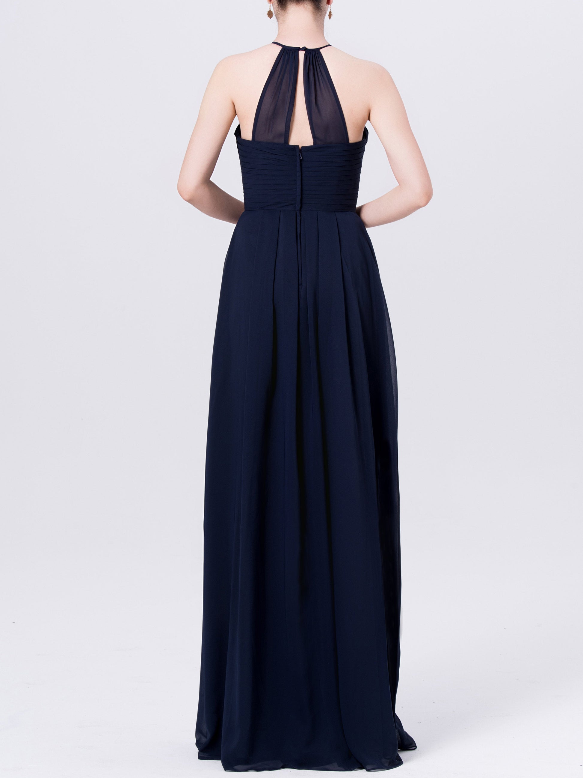 Chiffon Halter Sleeveless Bridesmaid Dress| Plus Size | 60+ Colors