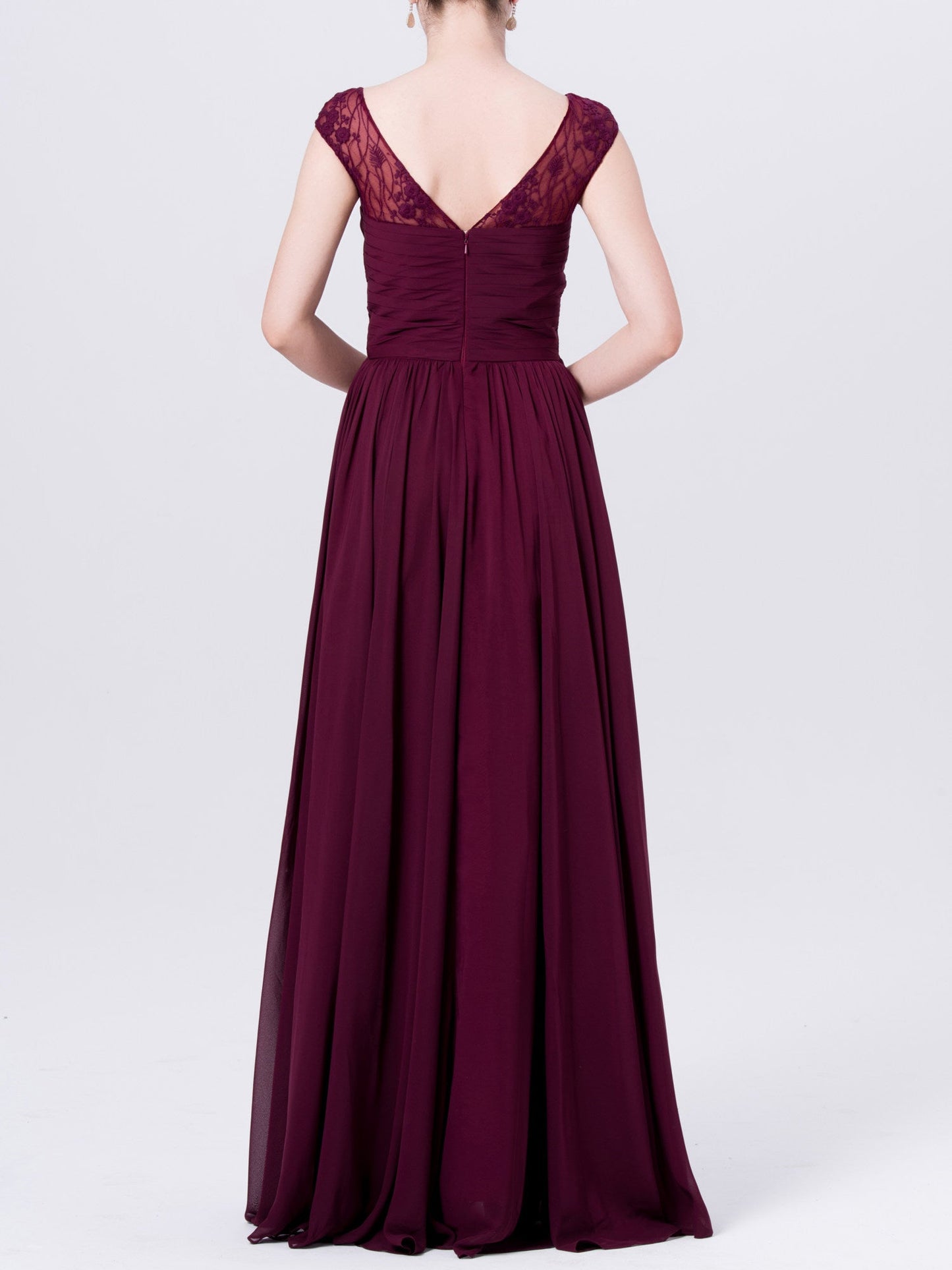 Lace Square Neck Cap Sleeves Bridesmaid Dress| Plus Size | 60+ Colors