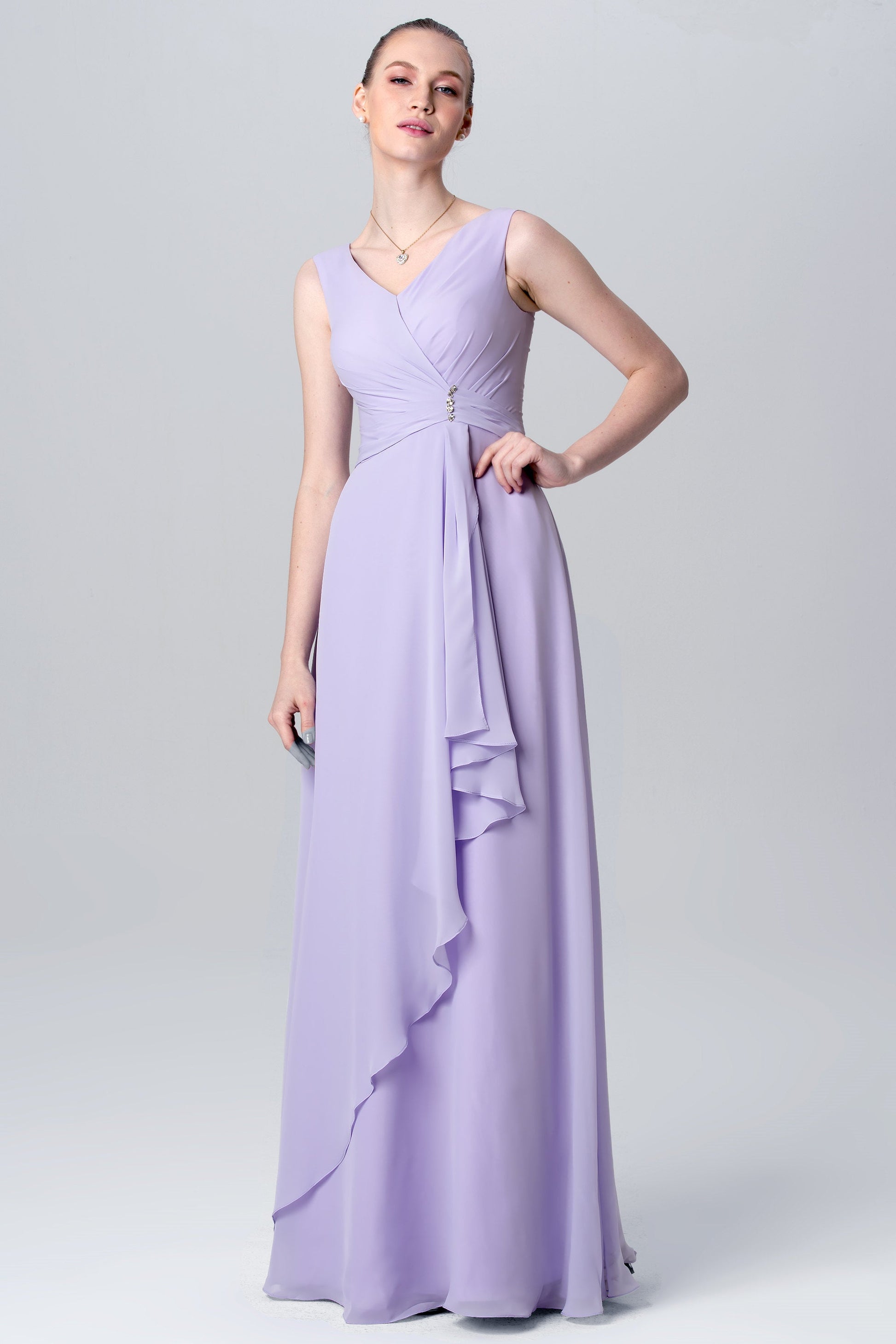 Chiffon Spaghetti Straps Sleeveless Bridesmaid Dress| Plus Size | 60+ Colors