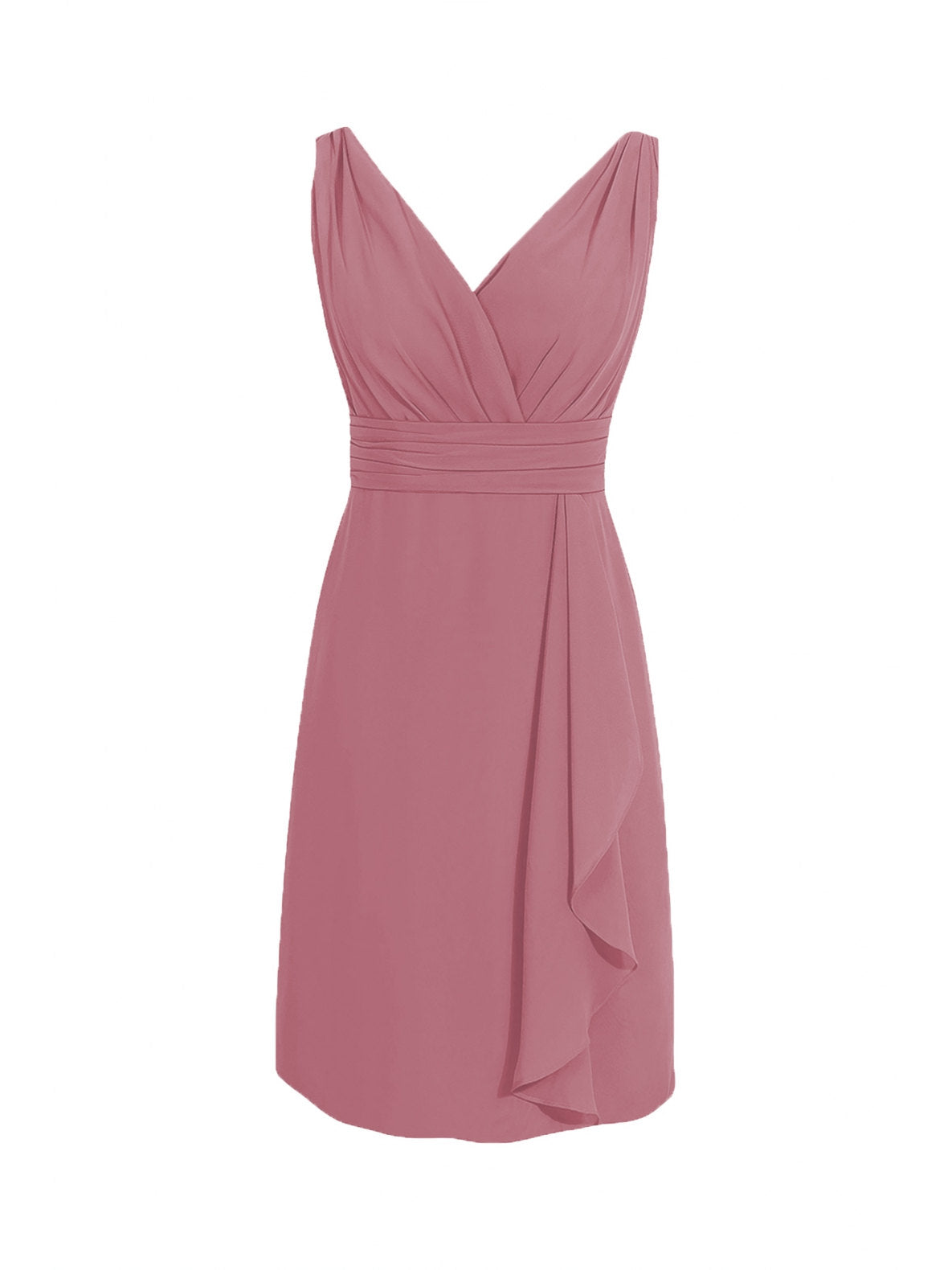 Chiffon V-Neck Sleeveless Bridesmaid Dress| Plus Size | 60+ Colors