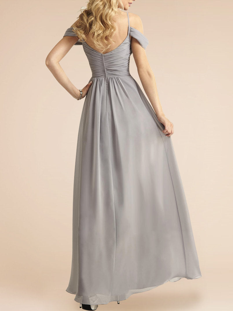 Chiffon Spaghetti Straps Sleeveless Bridesmaid Dress| Plus Size | 60+ Colors