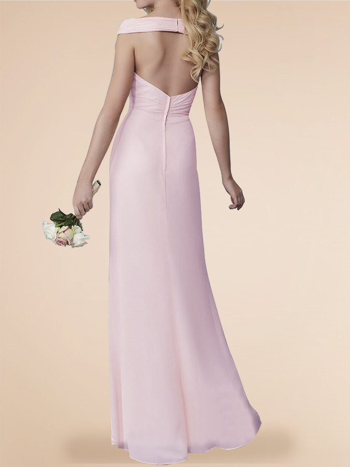 Chiffon Spaghetti Straps Sleeveless Bridesmaid Dress| Plus Size | 60+ Colors