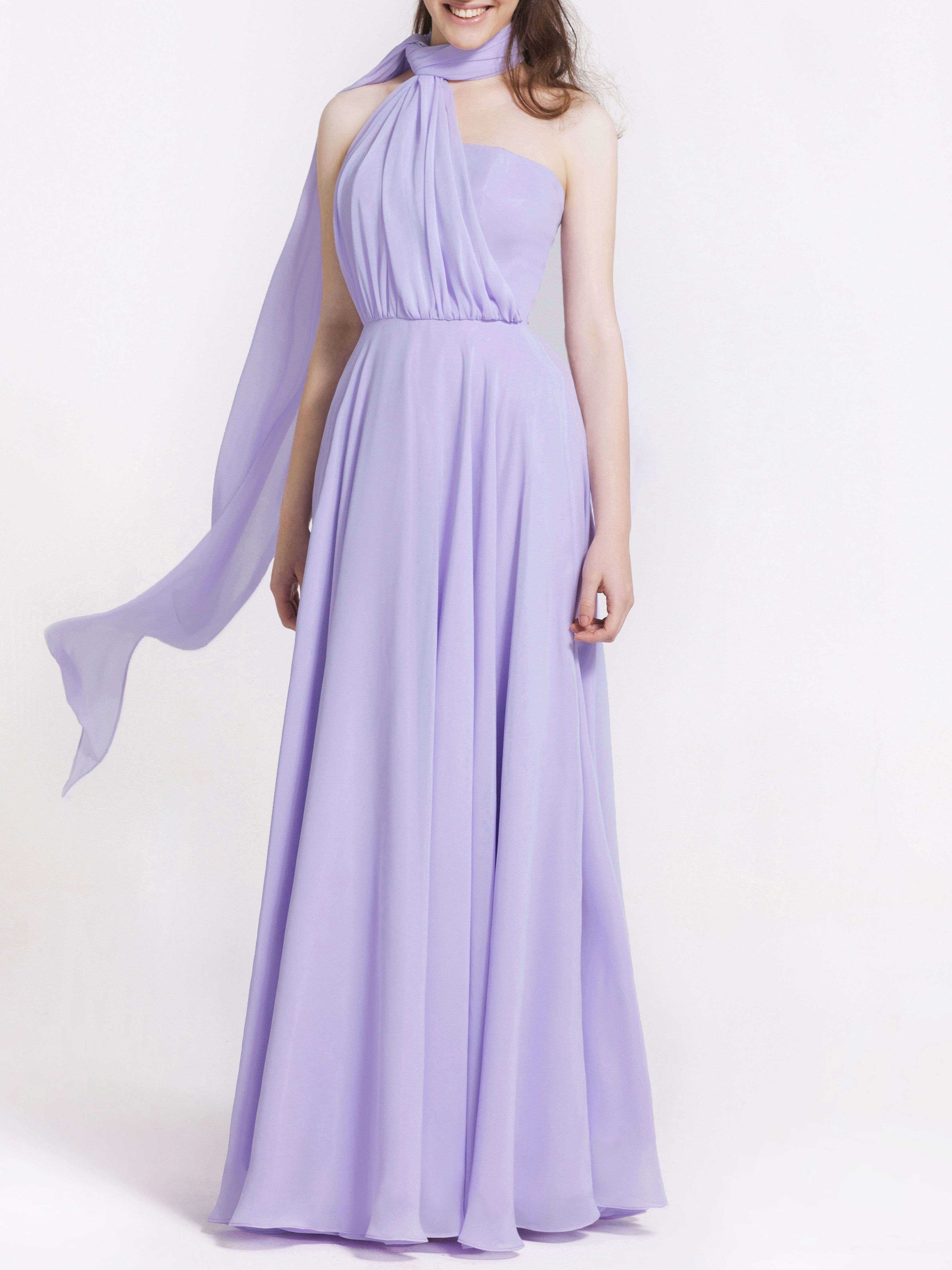 Chiffon Halter Sleeveless Bridesmaid Dress| Plus Size | 60+ Colors