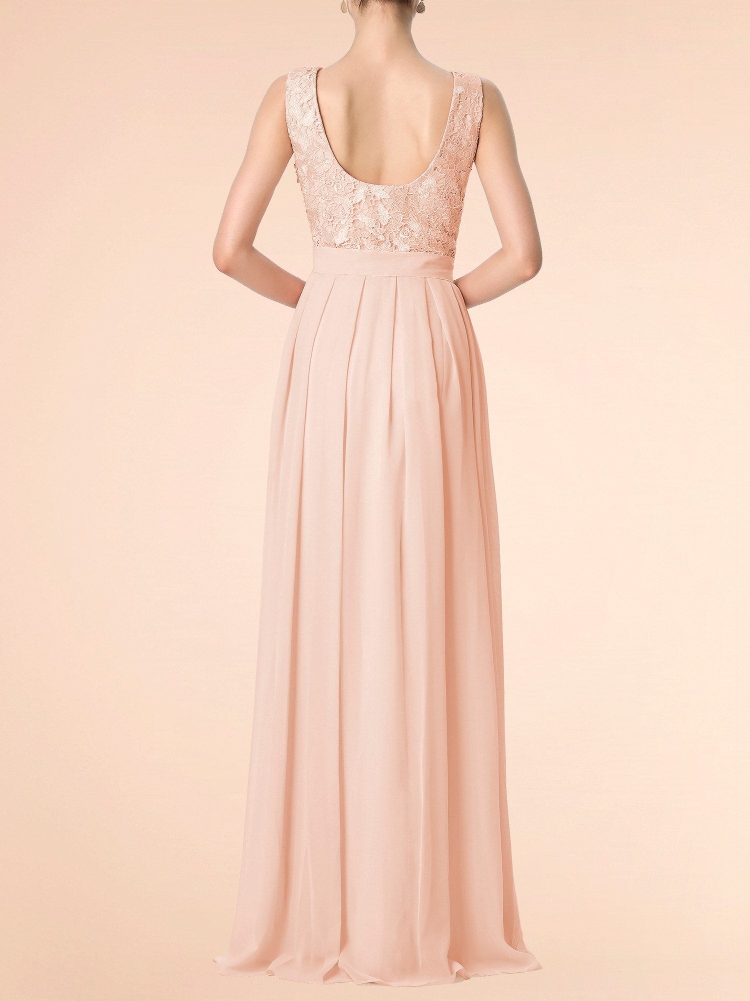 Chiffon Scoop Neck Sleeveless Bridesmaid Dress| Plus Size | 60+ Colors