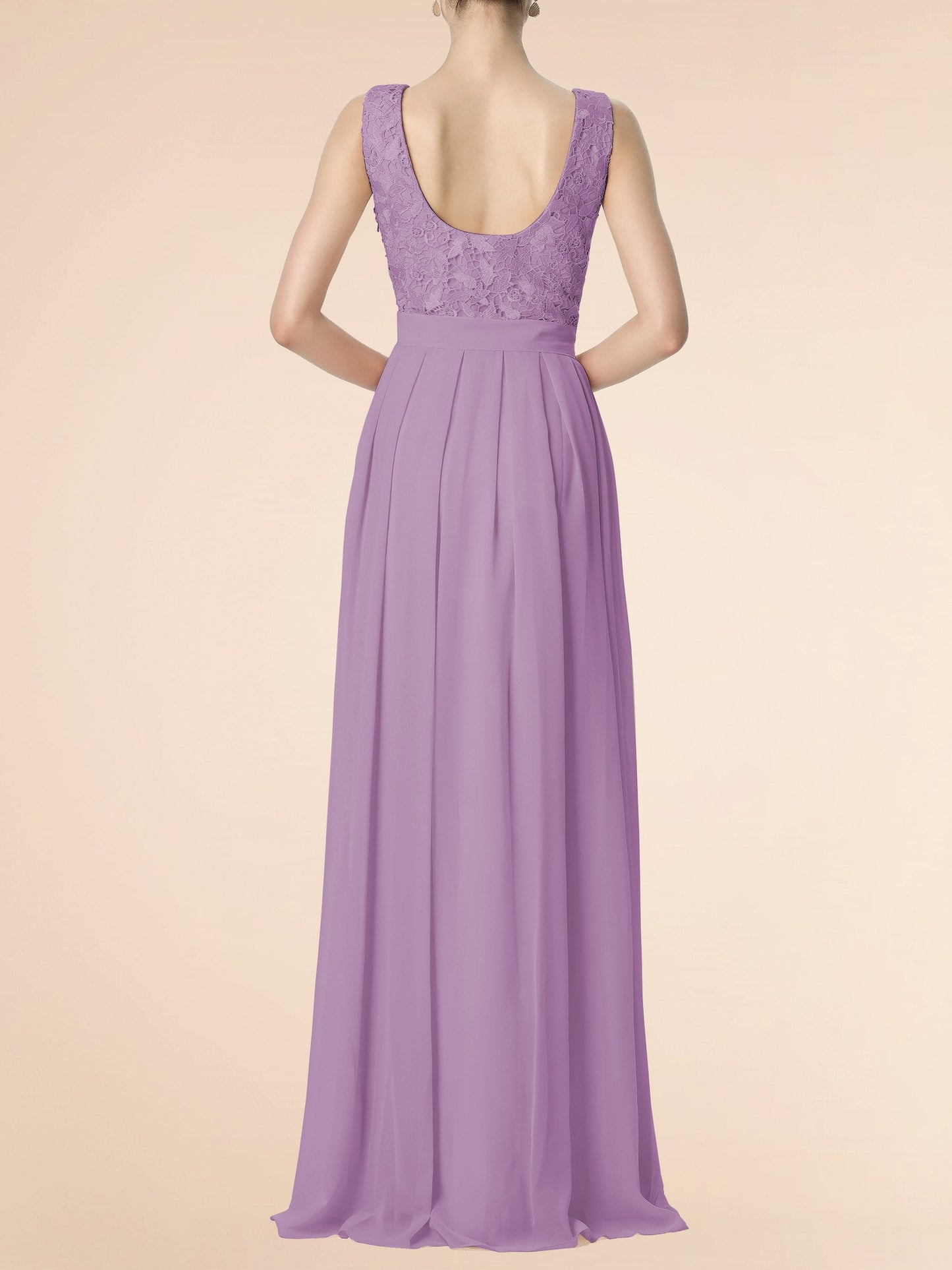 Chiffon Scoop Neck Sleeveless Bridesmaid Dress| Plus Size | 60+ Colors