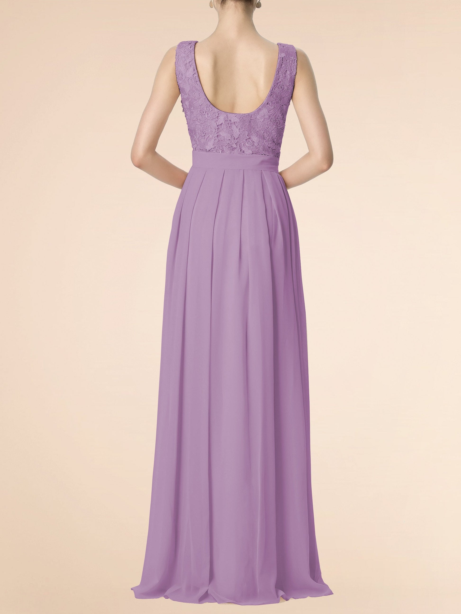 Chiffon Scoop Neck Sleeveless Bridesmaid Dress| Plus Size | 60+ Colors