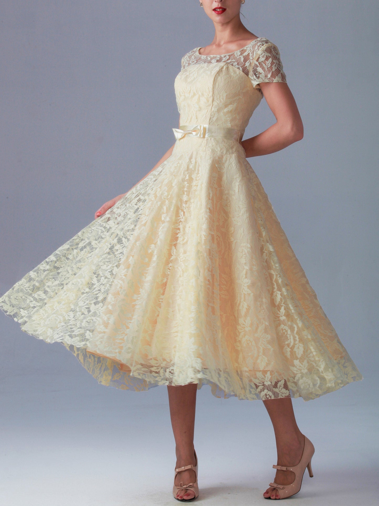 Lace Off the Shoulder Short Sleeves Bridesmaid Dress| Plus Size | 60+ Colors