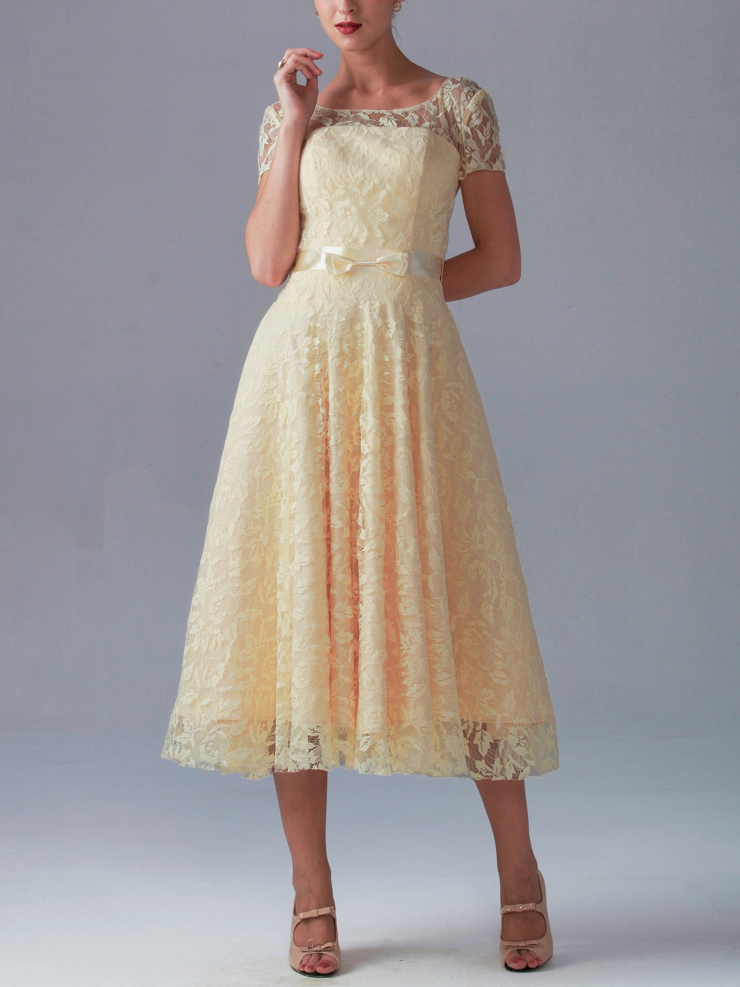 Lace Off the Shoulder Short Sleeves Bridesmaid Dress| Plus Size | 60+ Colors