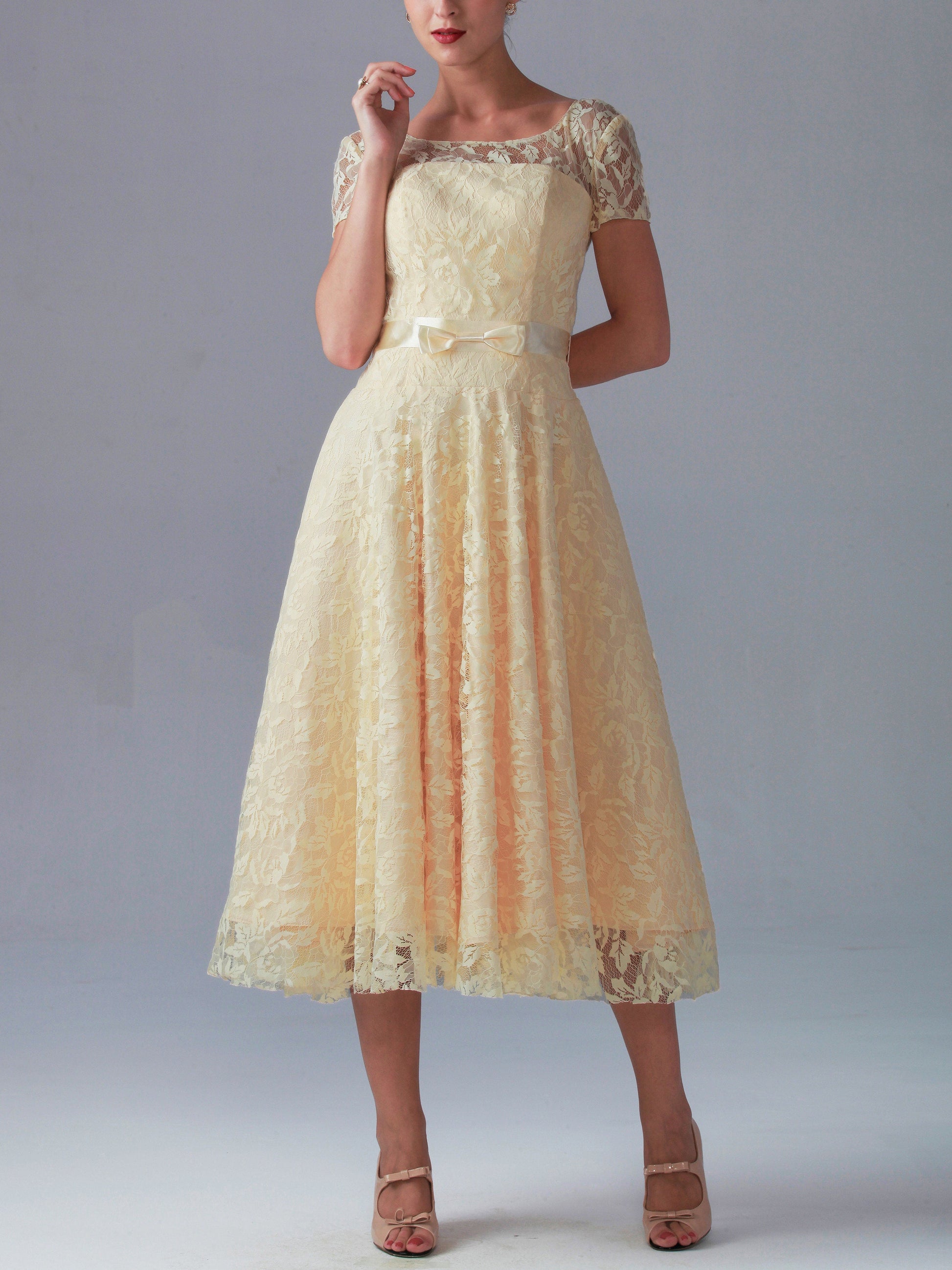 Lace Off the Shoulder Short Sleeves Bridesmaid Dress| Plus Size | 60+ Colors