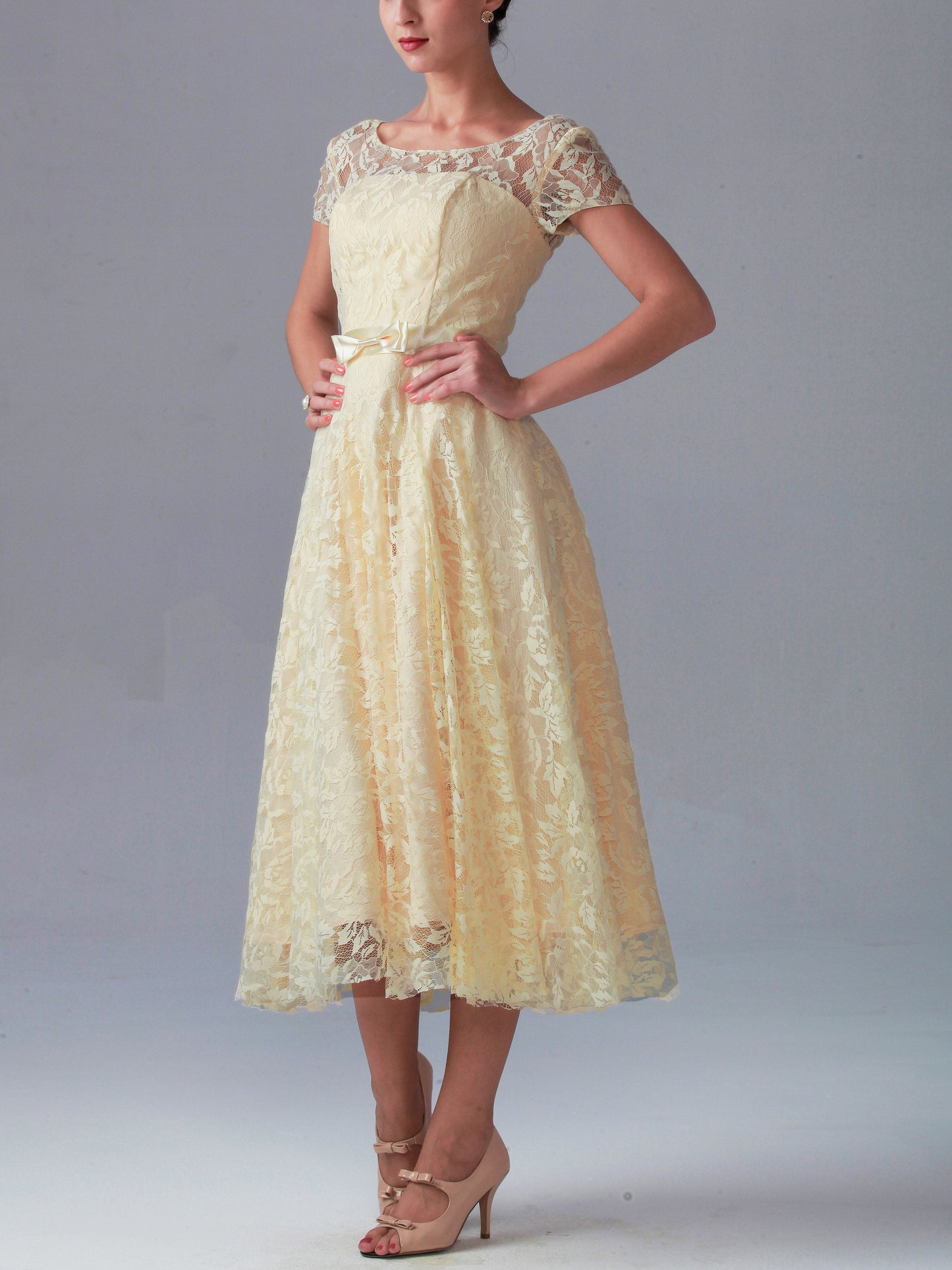 Lace Off the Shoulder Short Sleeves Bridesmaid Dress| Plus Size | 60+ Colors