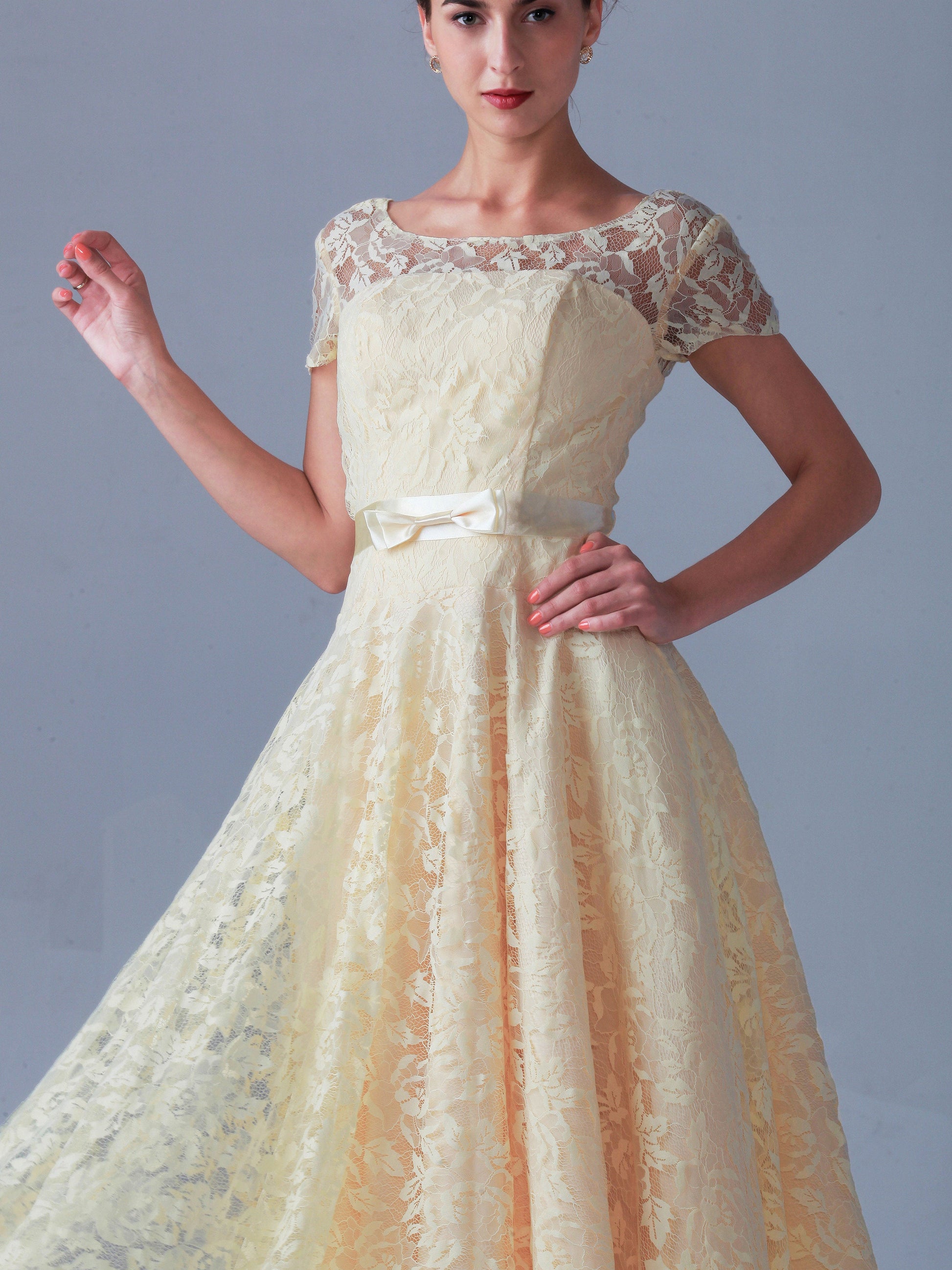 Lace Off the Shoulder Short Sleeves Bridesmaid Dress| Plus Size | 60+ Colors