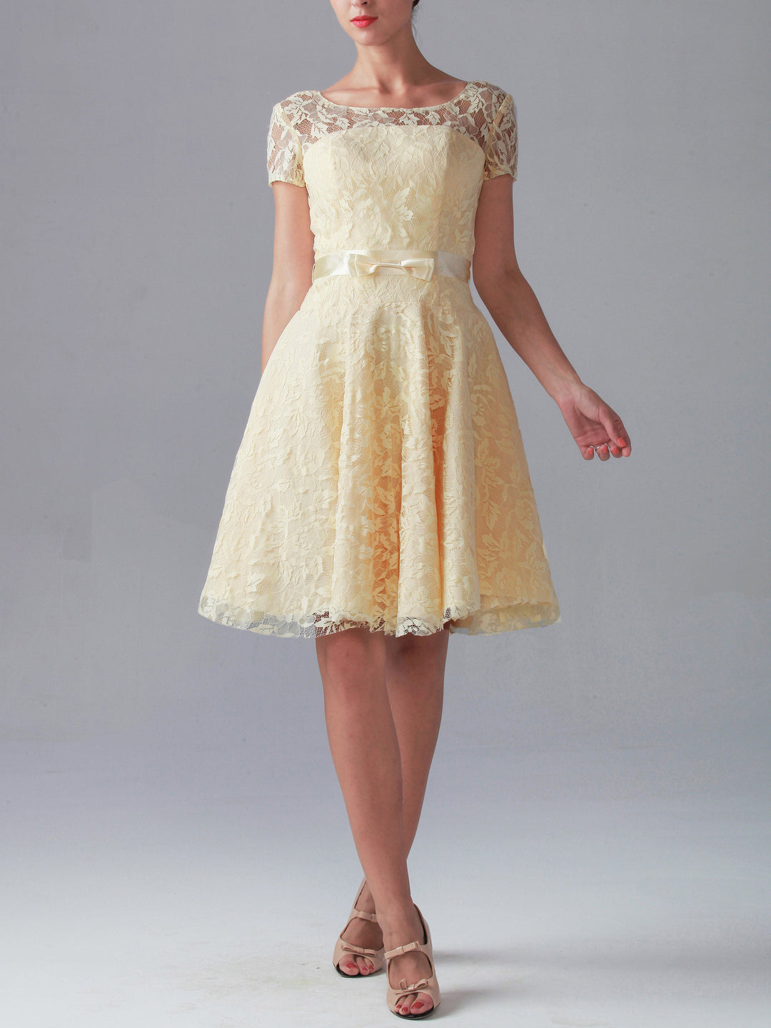 Lace Scoop Neck Short Sleeves Bridesmaid Dress| Plus Size | 60+ Colors ForHerandForHim Lace Scoop Neck Short Sleeves Bridesmaid Dress| Plus Size | 60+ Colors ForHerandForHim