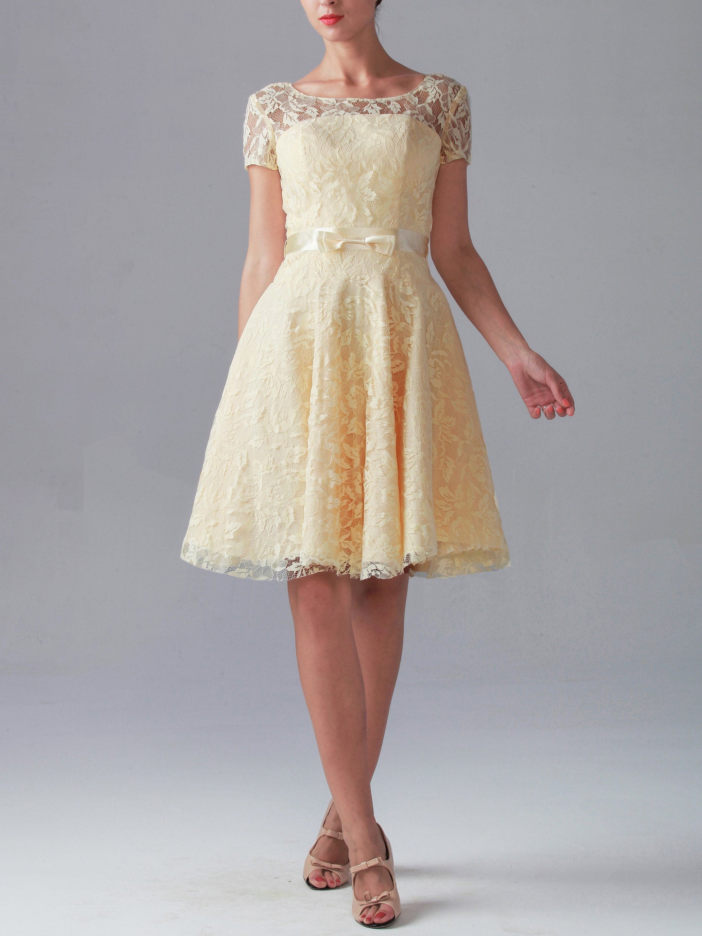 Lace Off the Shoulder Short Sleeves Bridesmaid Dress| Plus Size | 60+ Colors