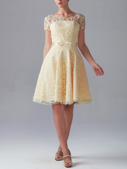 Lace Off the Shoulder Short Sleeves Bridesmaid Dress| Plus Size | 60+ Colors
