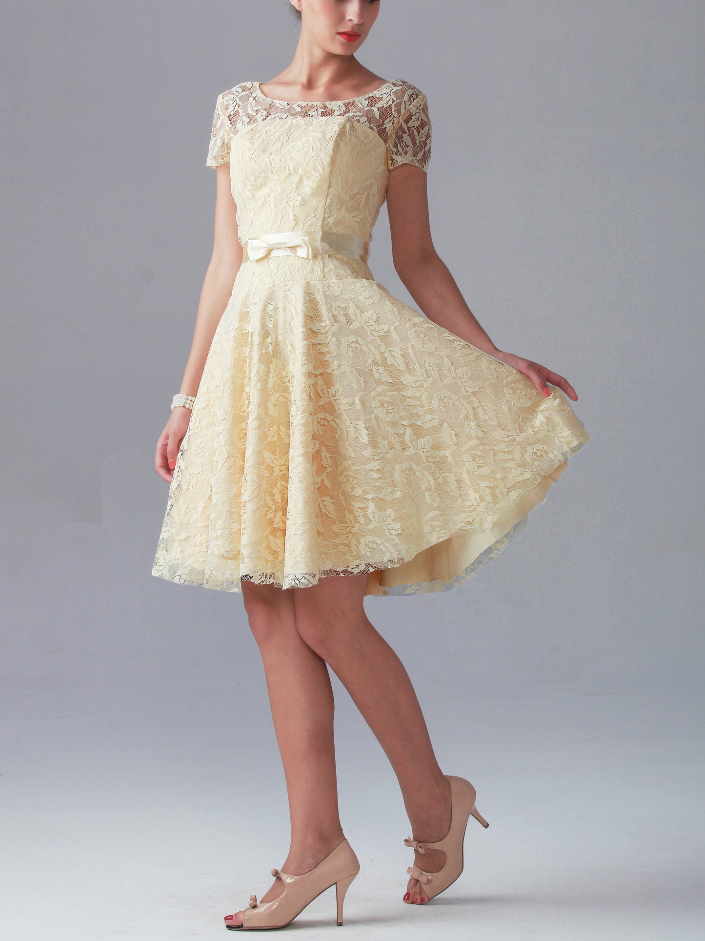 Lace Off the Shoulder Short Sleeves Bridesmaid Dress| Plus Size | 60+ Colors