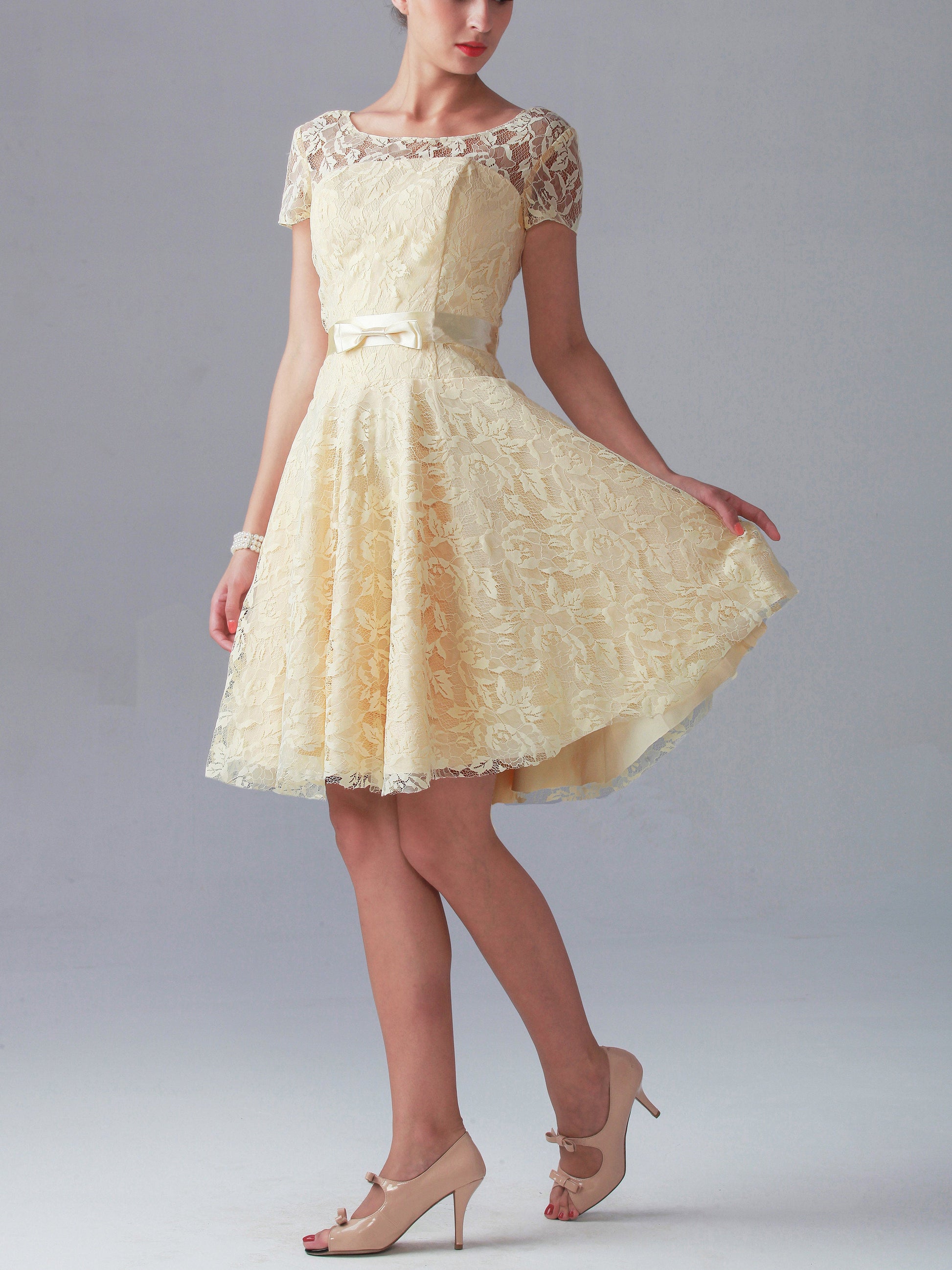 Lace Off the Shoulder Short Sleeves Bridesmaid Dress| Plus Size | 60+ Colors