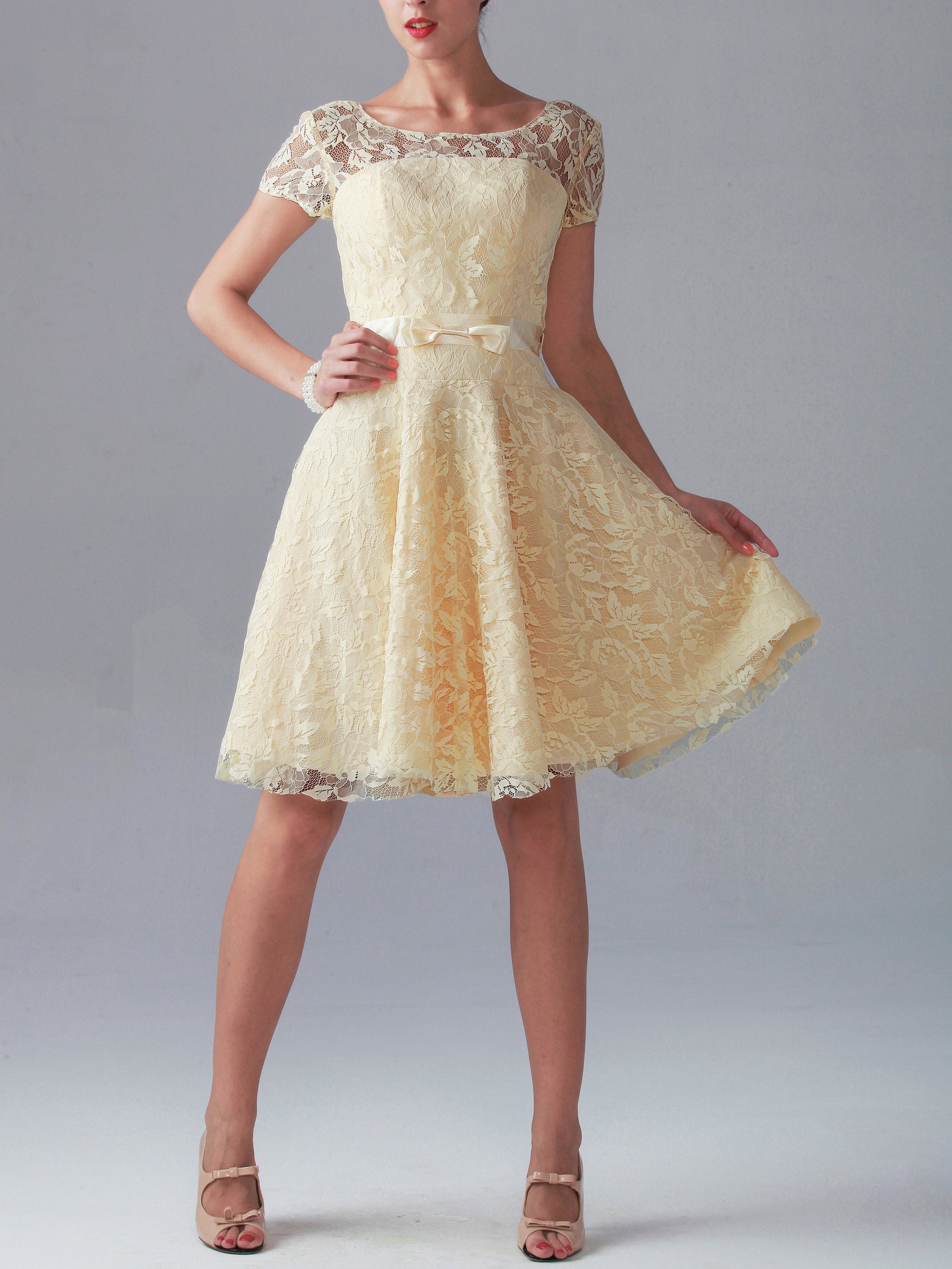 Lace Off the Shoulder Short Sleeves Bridesmaid Dress| Plus Size | 60+ Colors