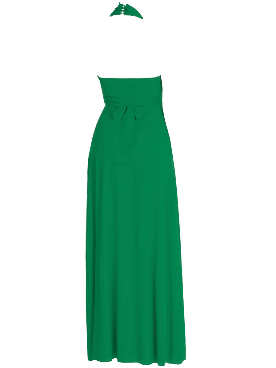 Chiffon Halter Sleeveless Bridesmaid Dress| Plus Size | 60+ Colors
