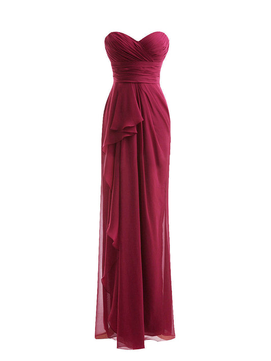 Chiffon Strapless Sleeveless Bridesmaid Dress| Plus Size | 60+ Colors