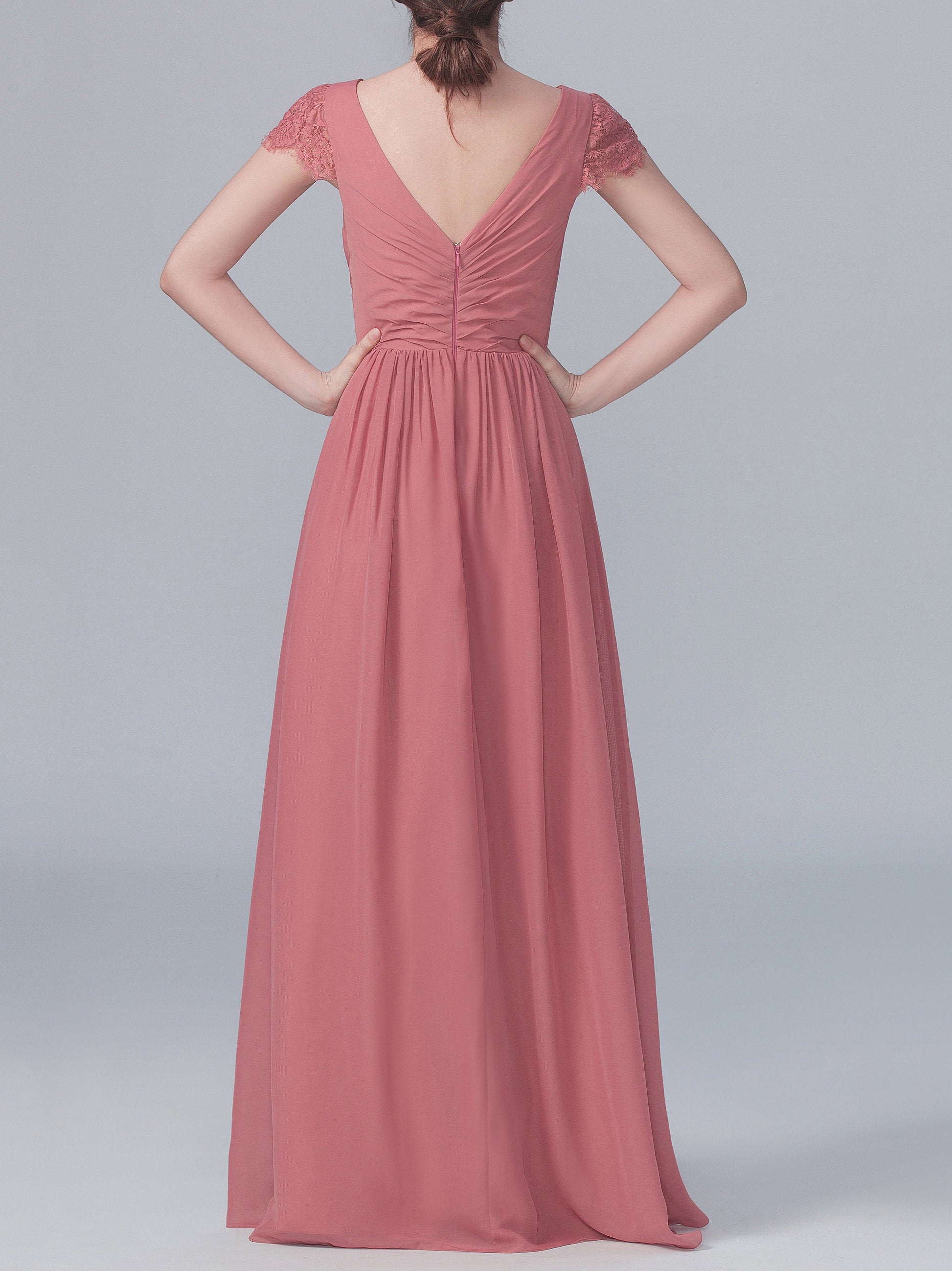Chiffon V-Neck Sleeveless Bridesmaid Dress| Plus Size | 60+ Colors