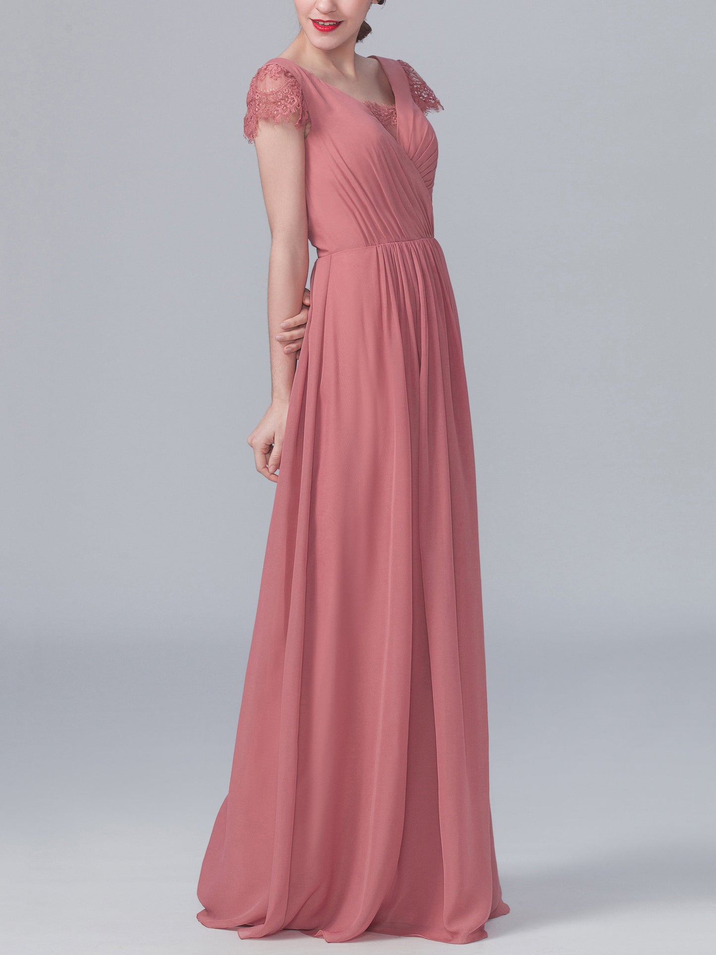 Chiffon V-Neck Sleeveless Bridesmaid Dress| Plus Size | 60+ Colors