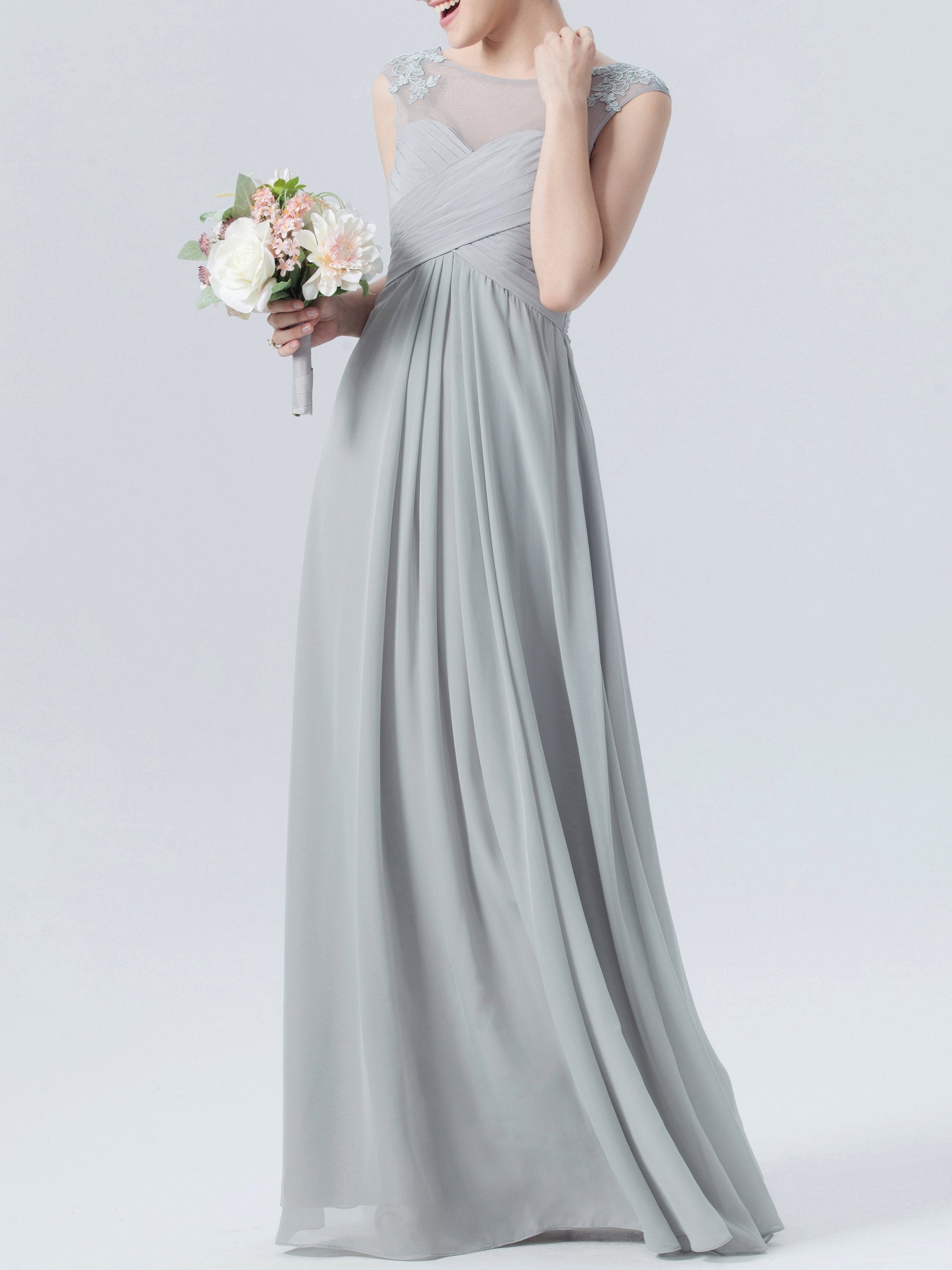 Lace Scoop Neck Sleeveless Bridesmaid Dress| Plus Size | 60+ Colors