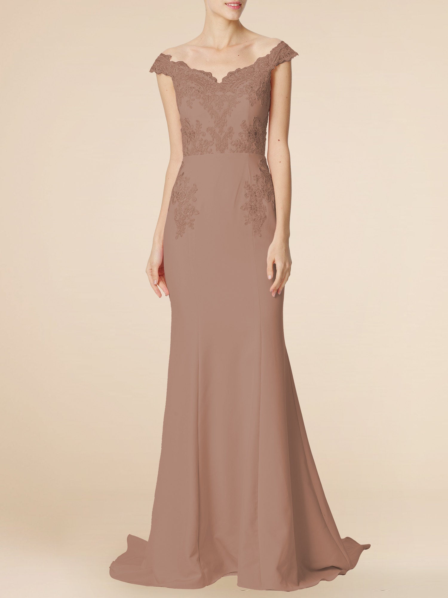 Lace Boat Neck Cap Sleeves Bridesmaid Dress| Plus Size | 60+ Colors