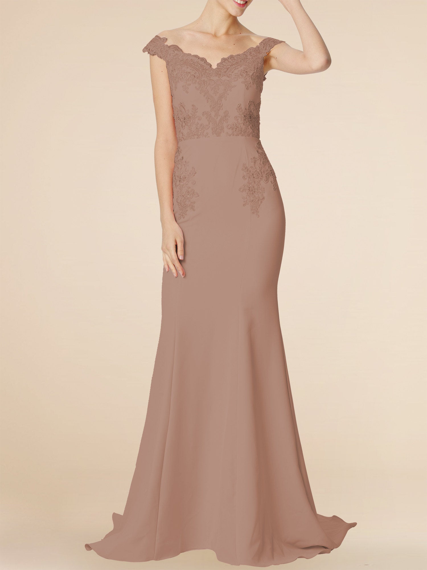 Lace Boat Neck Cap Sleeves Bridesmaid Dress| Plus Size | 60+ Colors