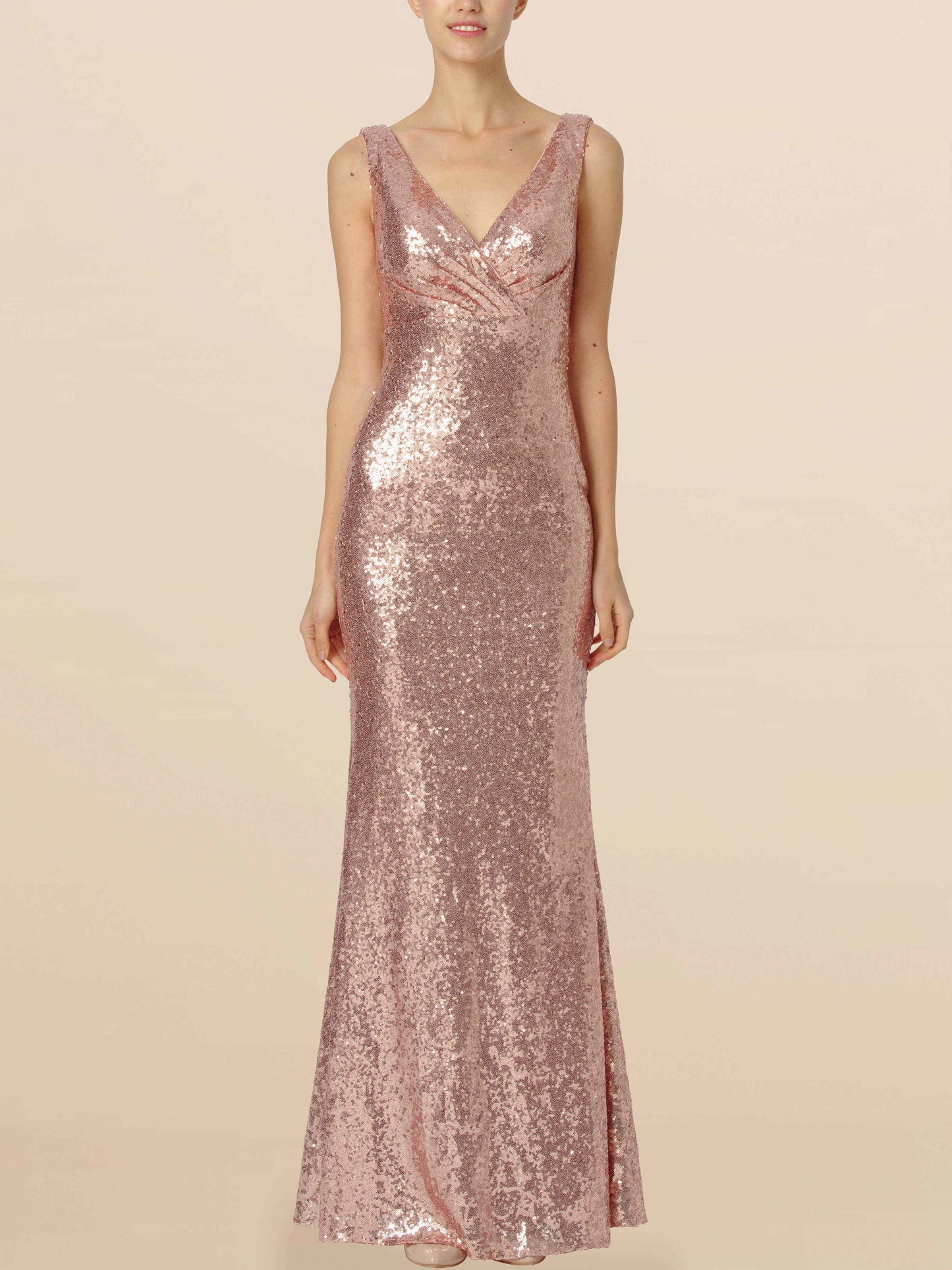 Sequin V-Neck Sleeveless Bridesmaid Dress| Plus Size | 60+ Colors