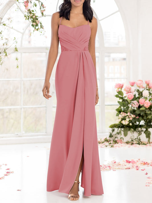 Chiffon V-Neck Sleeveless Bridesmaid Dress| Plus Size | 60+ Colors