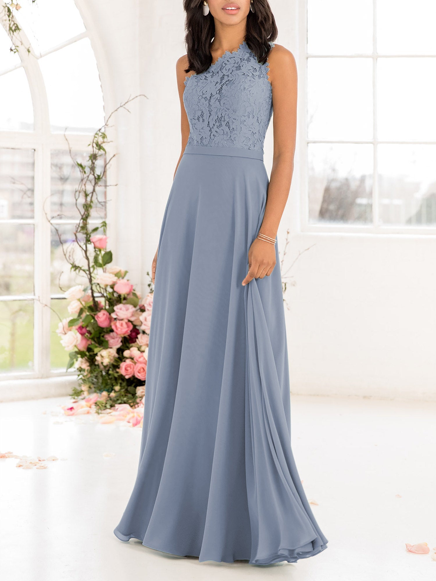 Chiffon V-Neck Sleeveless Bridesmaid Dress| Plus Size | 60+ Colors
