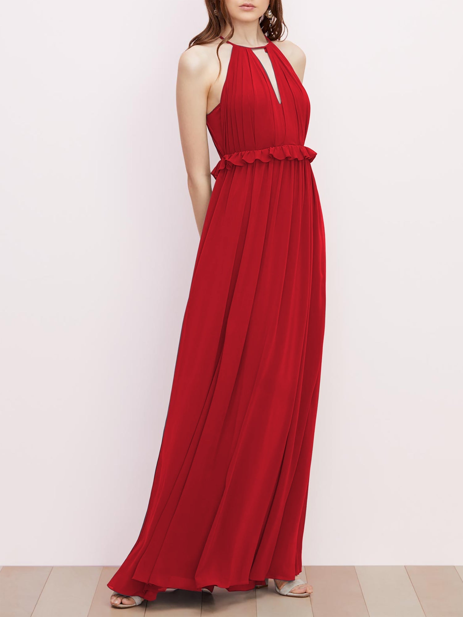 Chiffon Scoop Neck Short Sleeves Bridesmaid Dress| Plus Size | 60+ Colors