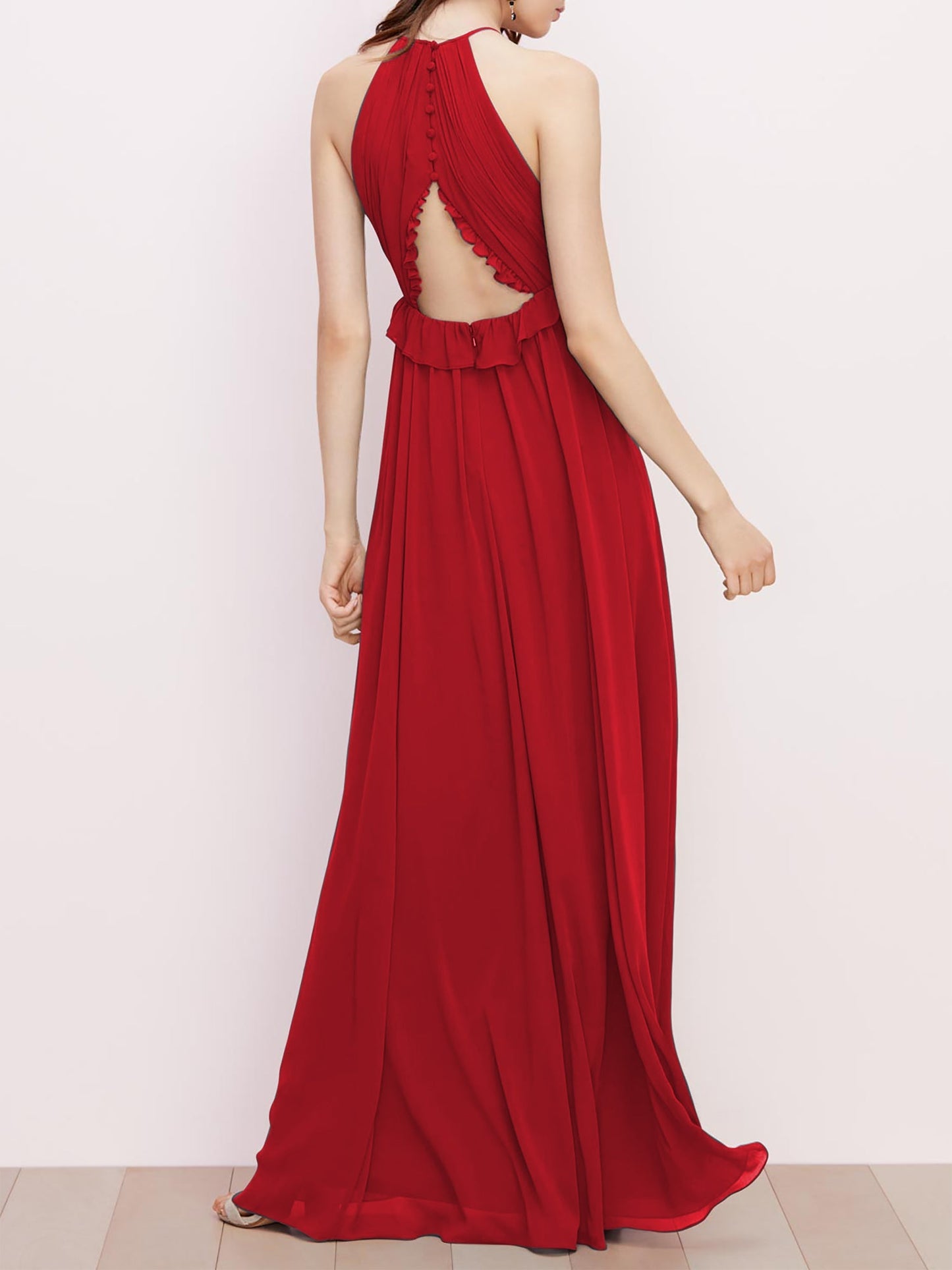 Chiffon Scoop Neck Short Sleeves Bridesmaid Dress| Plus Size | 60+ Colors