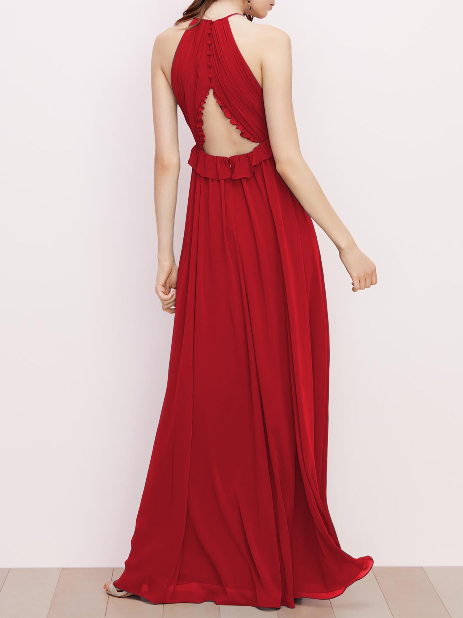 Chiffon Scoop Neck Short Sleeves Bridesmaid Dress| Plus Size | 60+ Colors