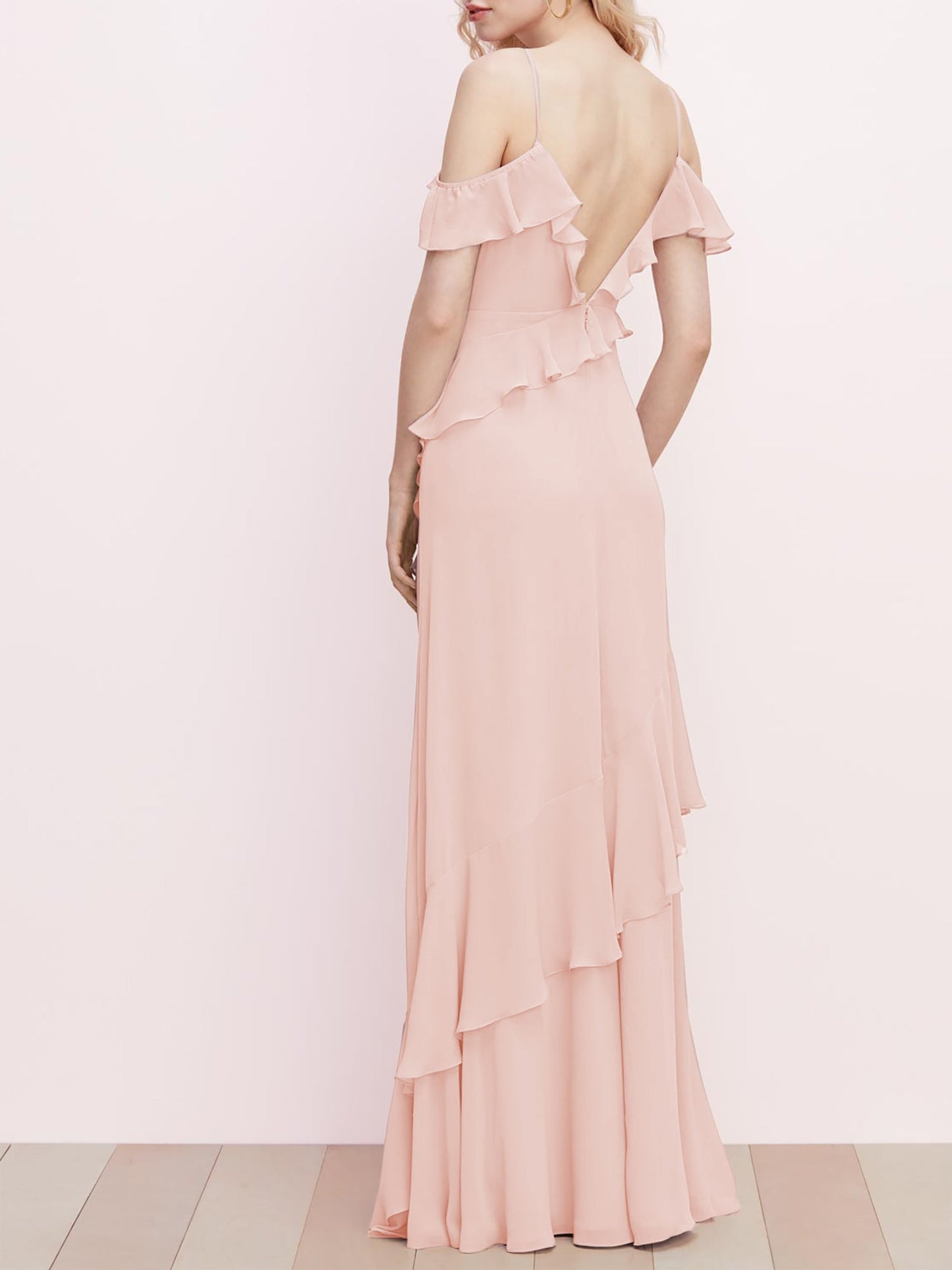 Chiffon Scoop Neck Short Sleeves Bridesmaid Dress| Plus Size | 60+ Colors