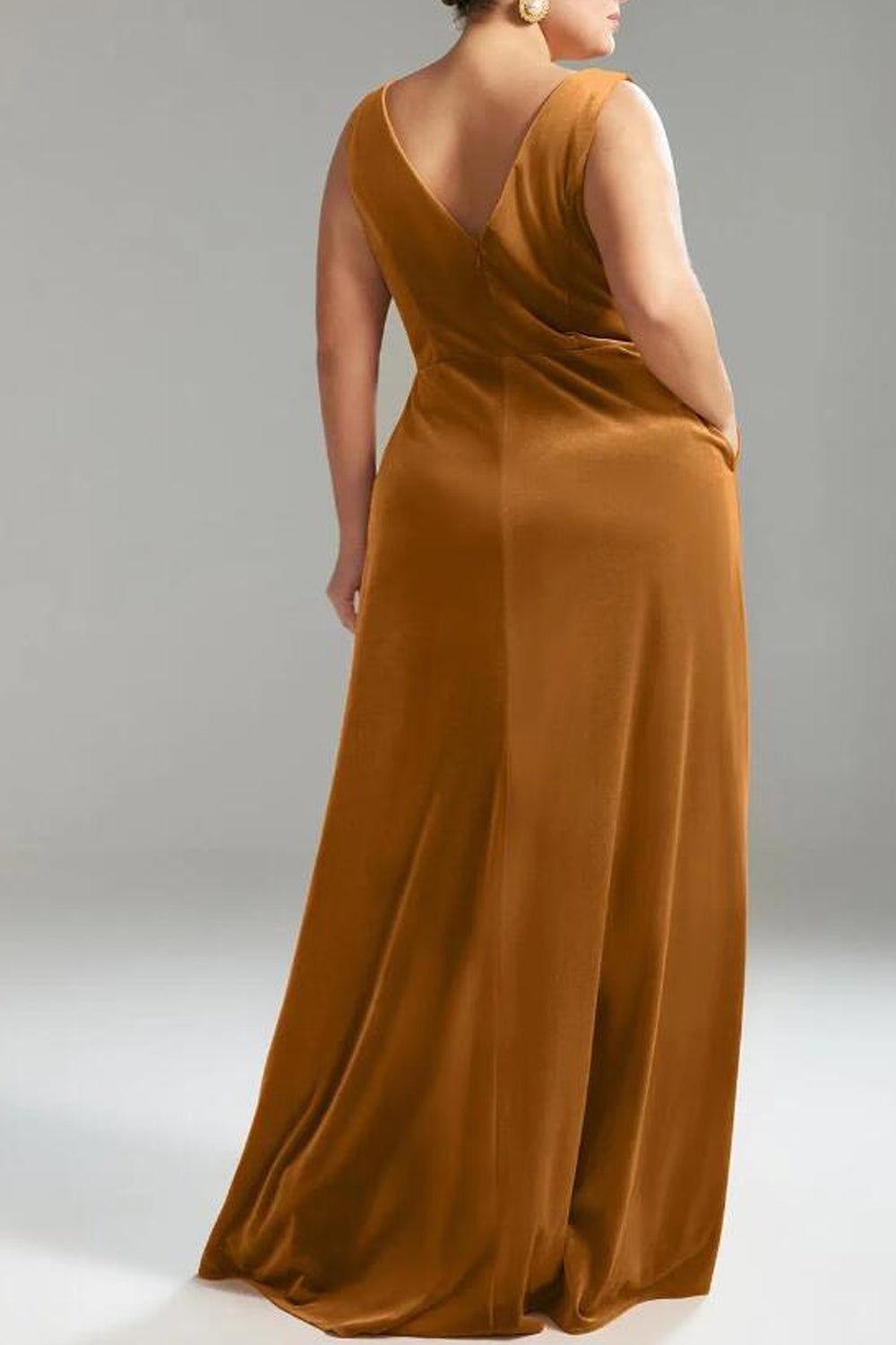 Velvet V-Neck Half Sleeves Bridesmaid Dress| Plus Size | 60+ Colors