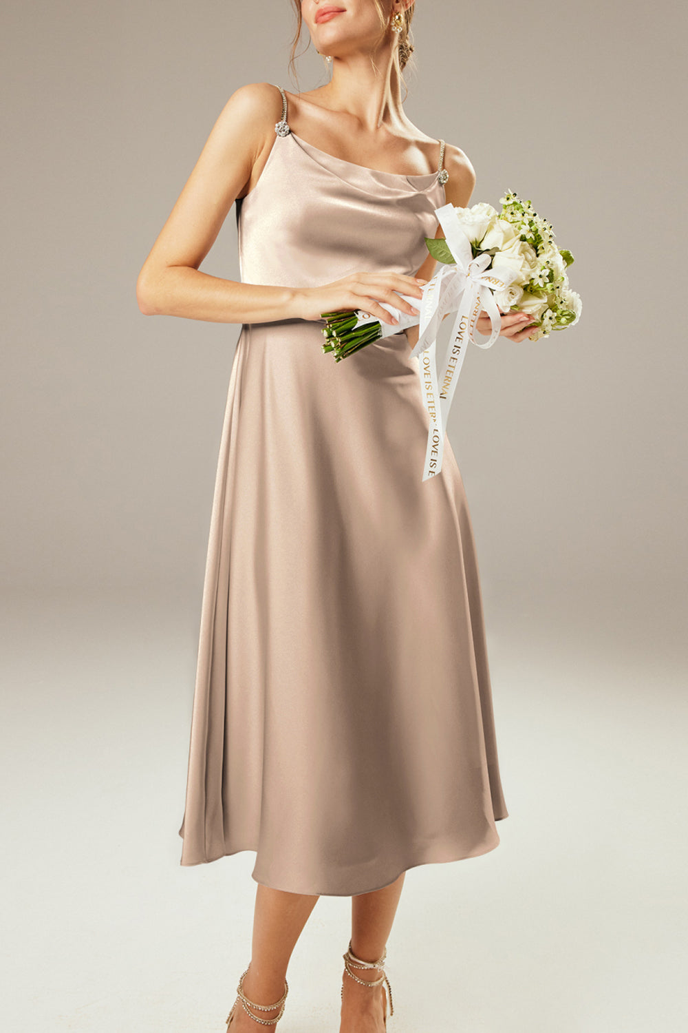 Stretch Satin Boat Neck Sleeveless Bridesmaid Dress| Plus Size | 60+ Colors