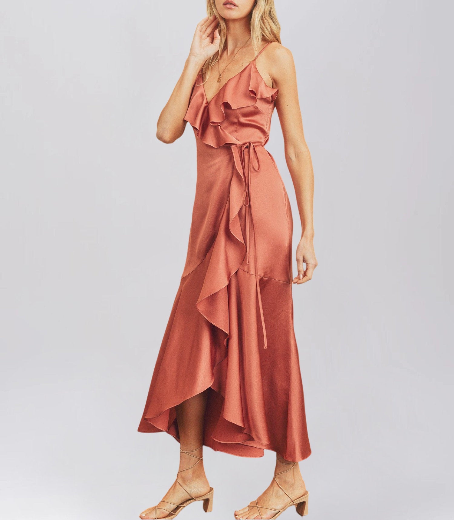 Stretch Satin Cowl Neck Sleeveless Bridesmaid Dress| Plus Size | 60+ Colors
