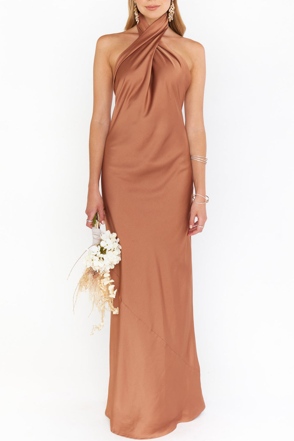 Stretch Satin V-Neck Sleeveless Bridesmaid Dress| Plus Size | 60+ Colors