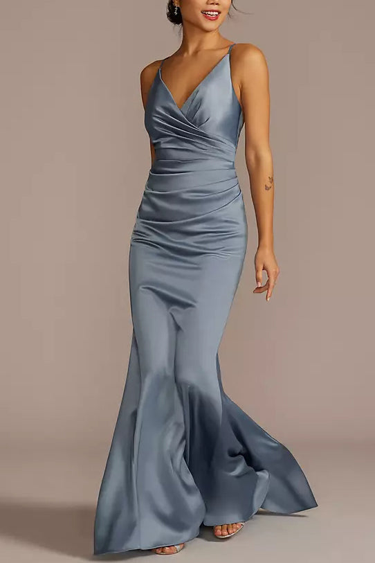 Stretch Satin One Shoulder Sleeveless Bridesmaid Dress| Plus Size | 60+ Colors