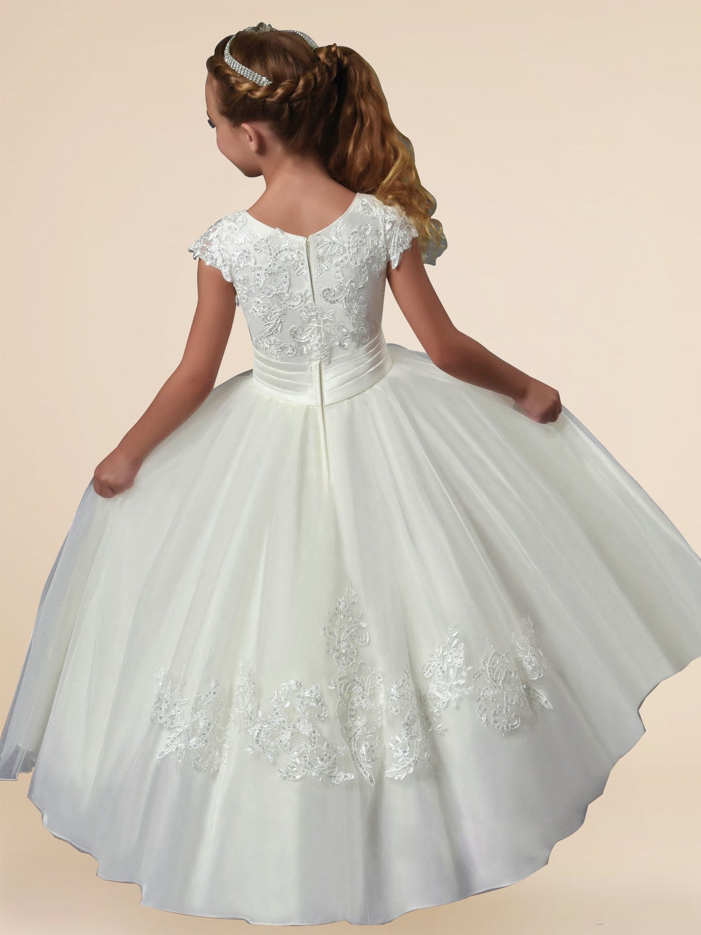 Lace A-Line Scoop Neck Sleeveless Flower Girl Dress-F500006