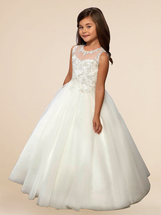 Lace A-Line Scoop Neck Sleeveless Flower Girl Dress-F500010
