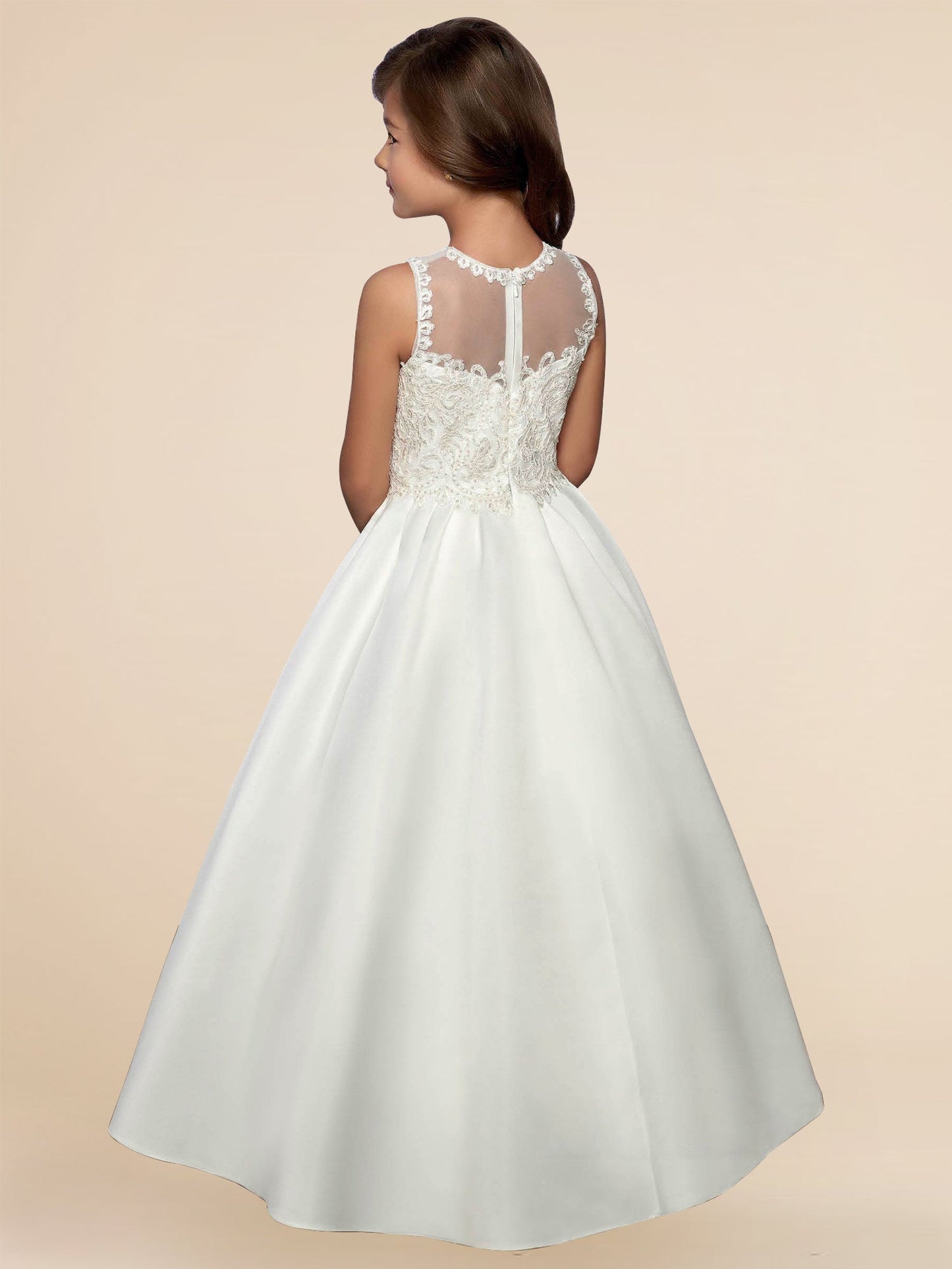 Lace A-Line Scoop Neck Sleeveless Flower Girl Dress-F500012