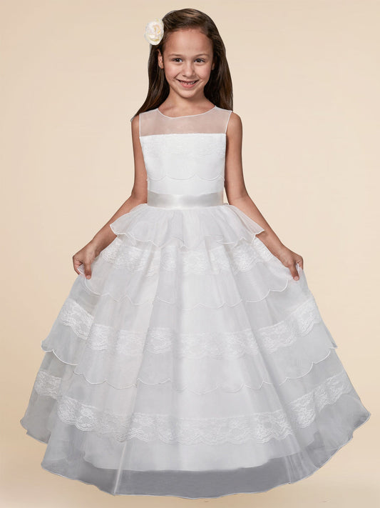Lace A-Line Scoop Neck Sleeveless Flower Girl Dress-F500017